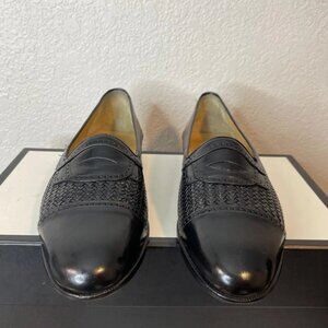 Church's Penny Loafer Black Leather Cap Toe Woven Dress Shoes Men's Size 8.5 M